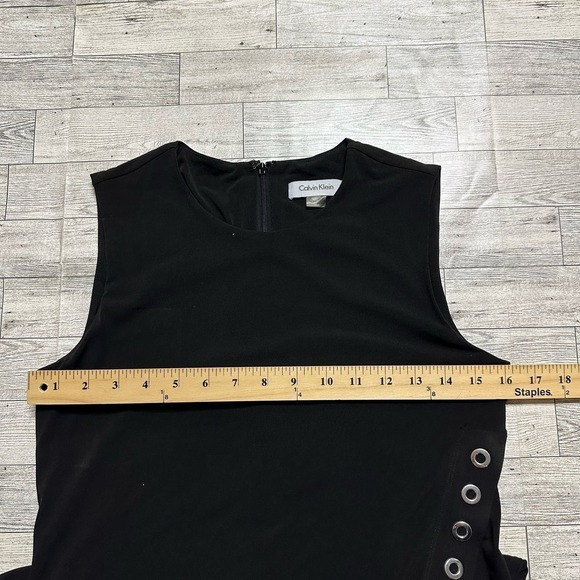 Calvin Klein | Asymmetric Grommet Detail Dress | Black | Size: 2 - Picture 8 of 9